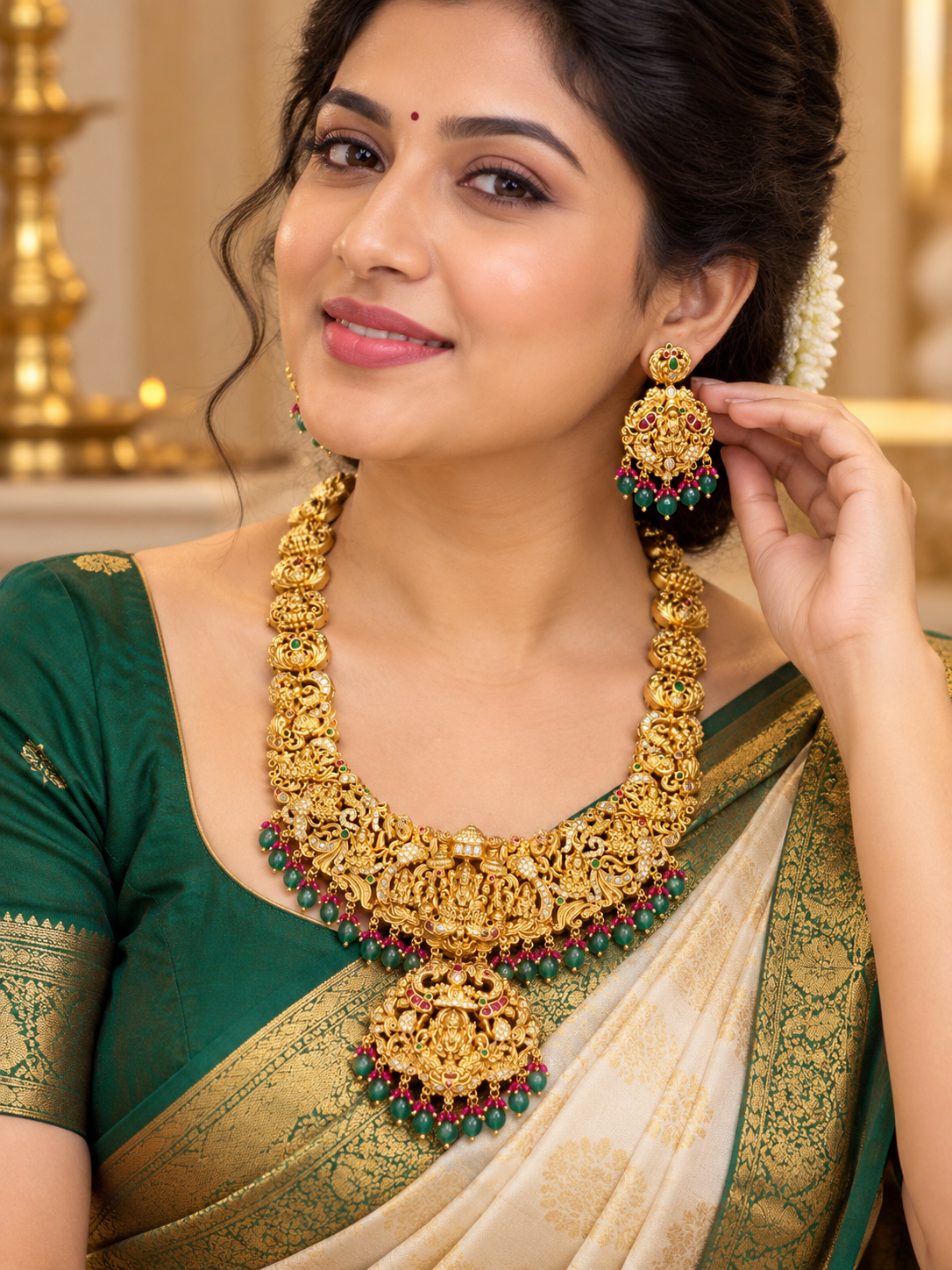 Premium South Indian Lakshmi Devi Temple Jewellery Set ☺️❤️