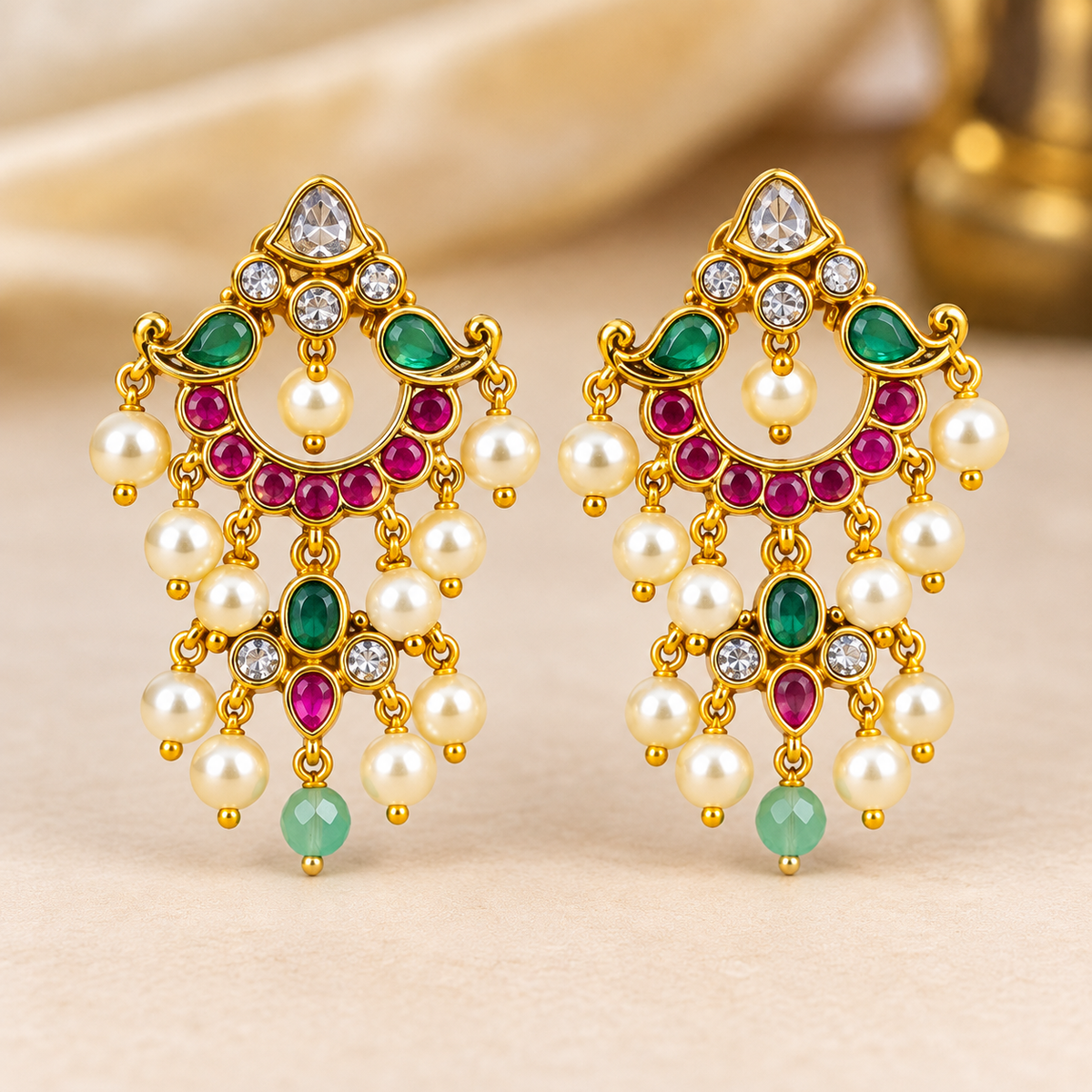 * Premium Designer Pearl Drop Earrings
* Royal Kundan Style Pearl Earrings 🥳🤩