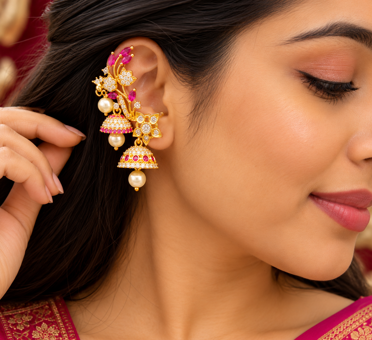 ✨ Royal Jhumka Ear Cuff – Full Traditional Look! ✨💕