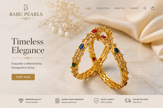 Timeless Elegance, Crafted by Babu Pearls.” ✨