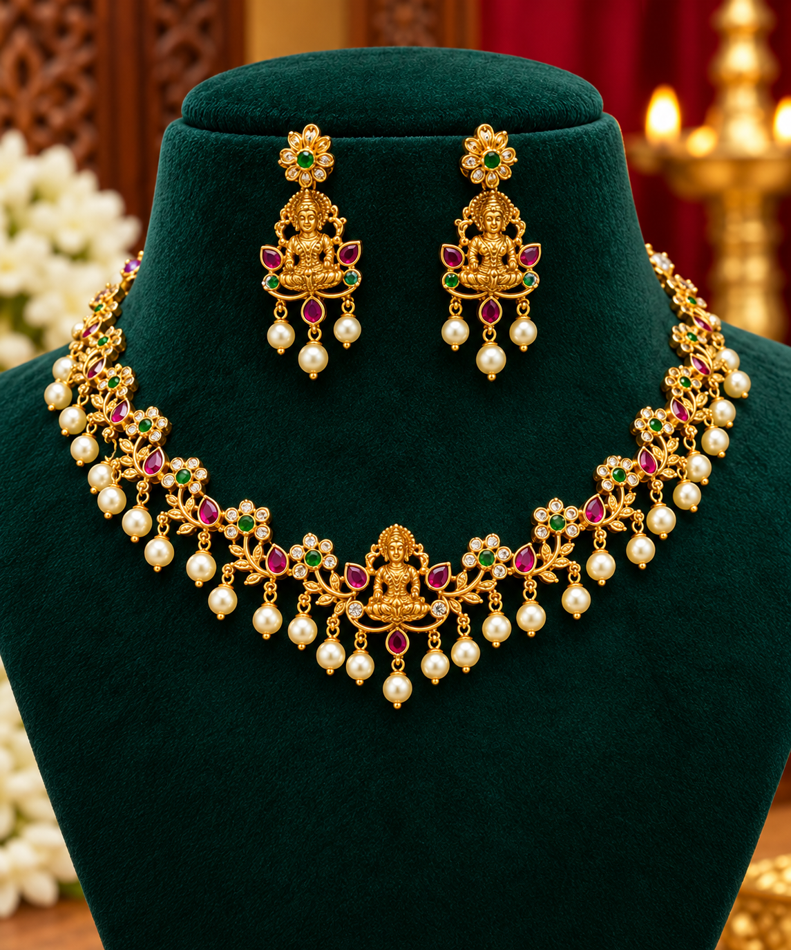 Traditional Lakshmi Pearl Drop Jewellery Set 🥰❤️