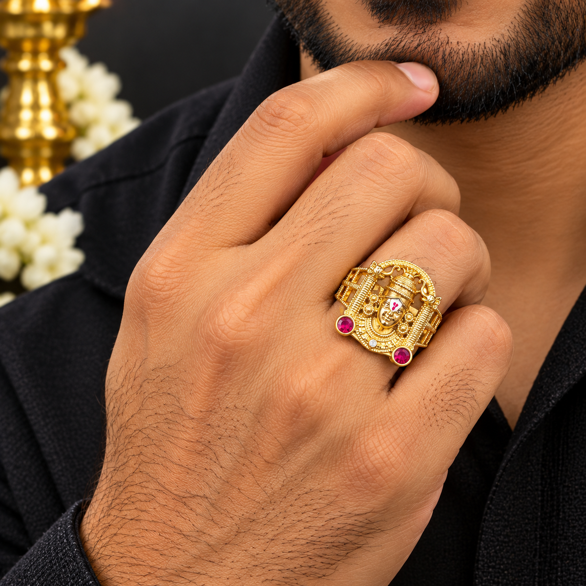 Exclusive Lord Venkateswara Designer Men’s Ring with CZ Stone🥰🤩