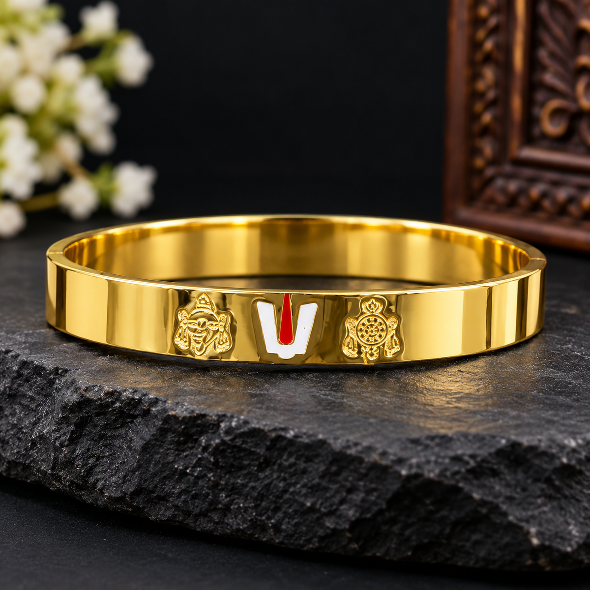 Traditional Vaishnav Tilak Gold Finish Kada ✨