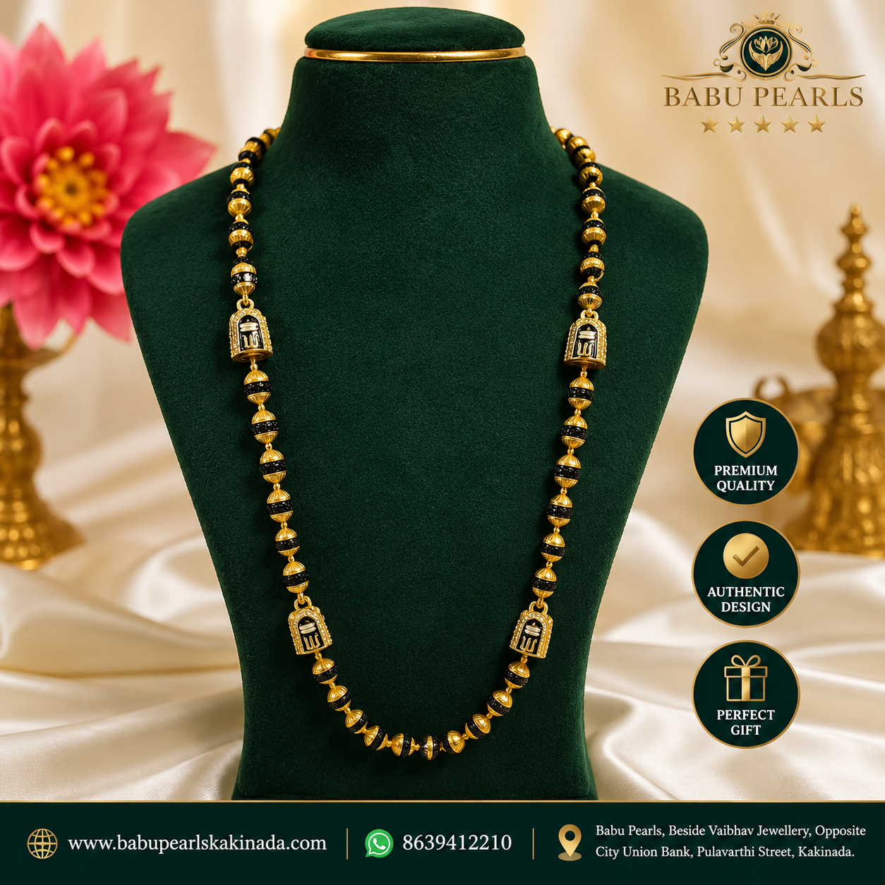 Royal Men’s Black & Gold Beads Chain✨💫