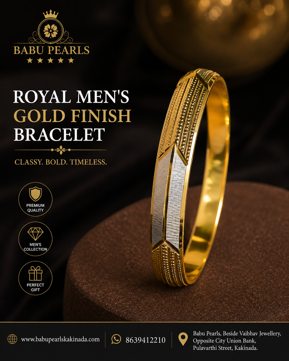 Elite Men’s Gold Finish Kada✨