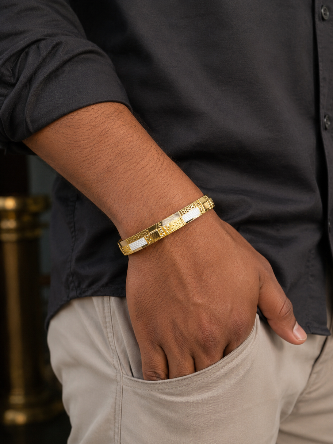 Classic Men’s Designer Gold Finish Kada✨