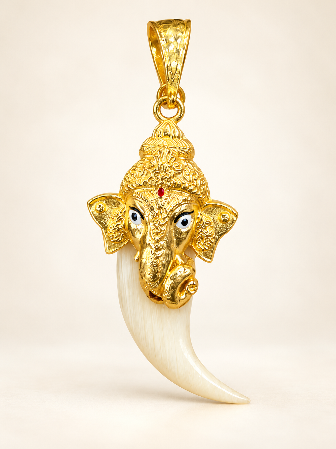 Lord Ganesha Gold-Finish Tusk Pendant – Traditional Designer Jewellery | Babu Pearls ✨😇🎶