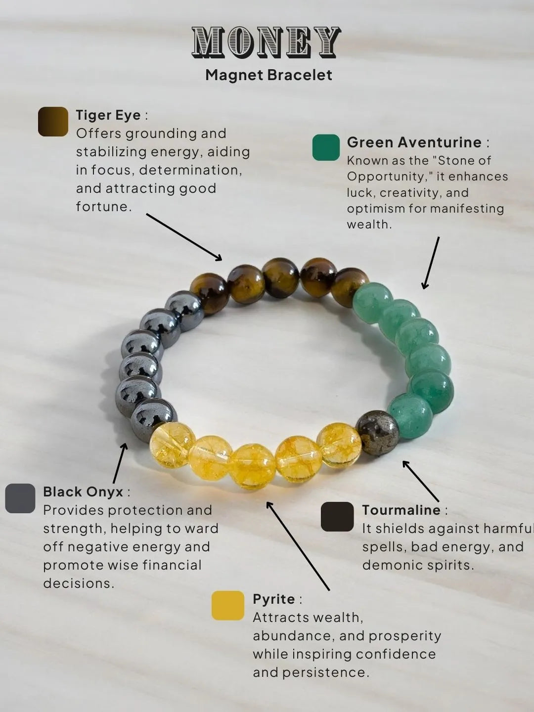 Natural money magnet bracelet