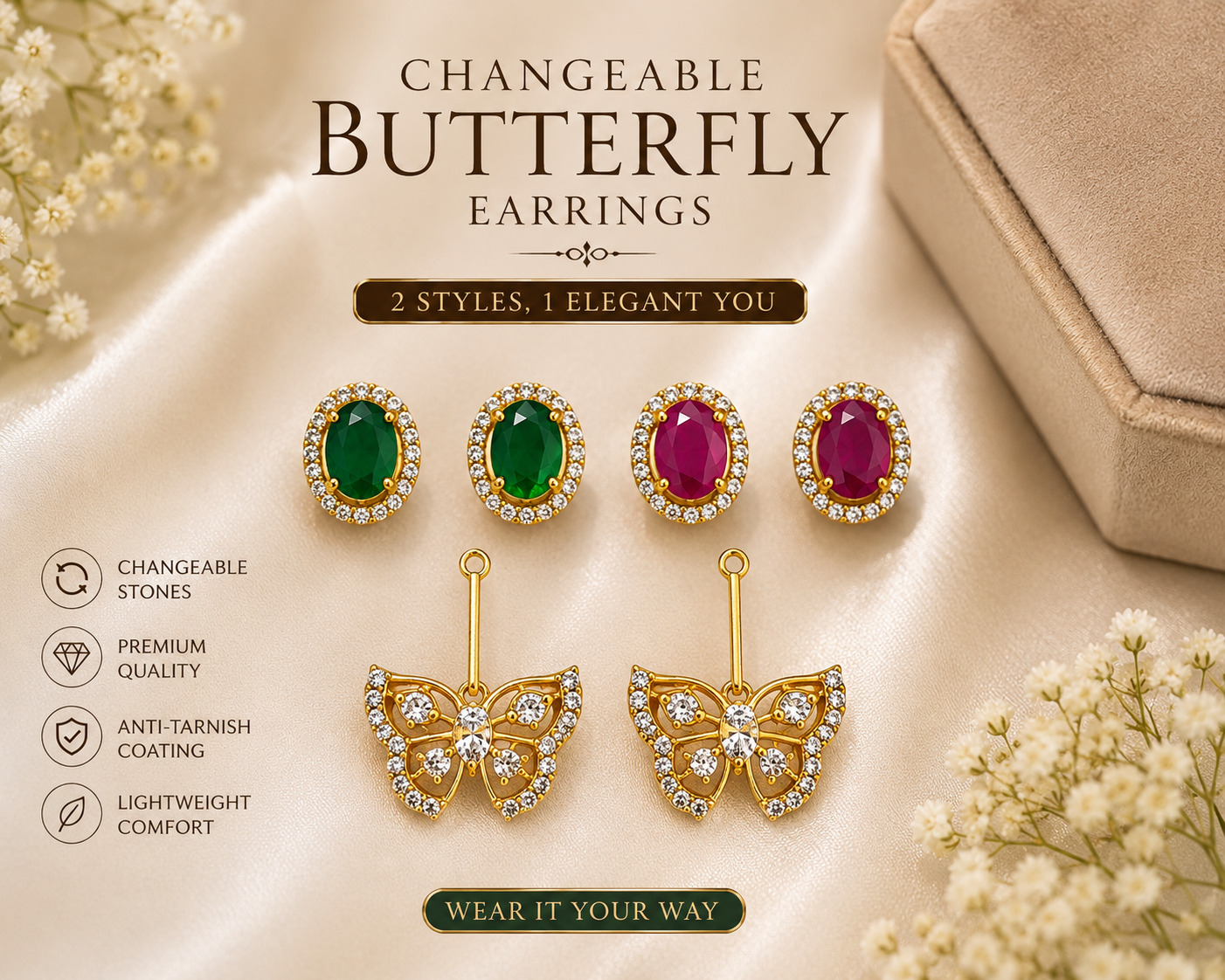 2-in-1 Changeable Butterfly Earrings✨🧿💝