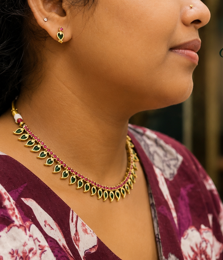 ✨Ruby Green Designer Necklace Set 💓❤️