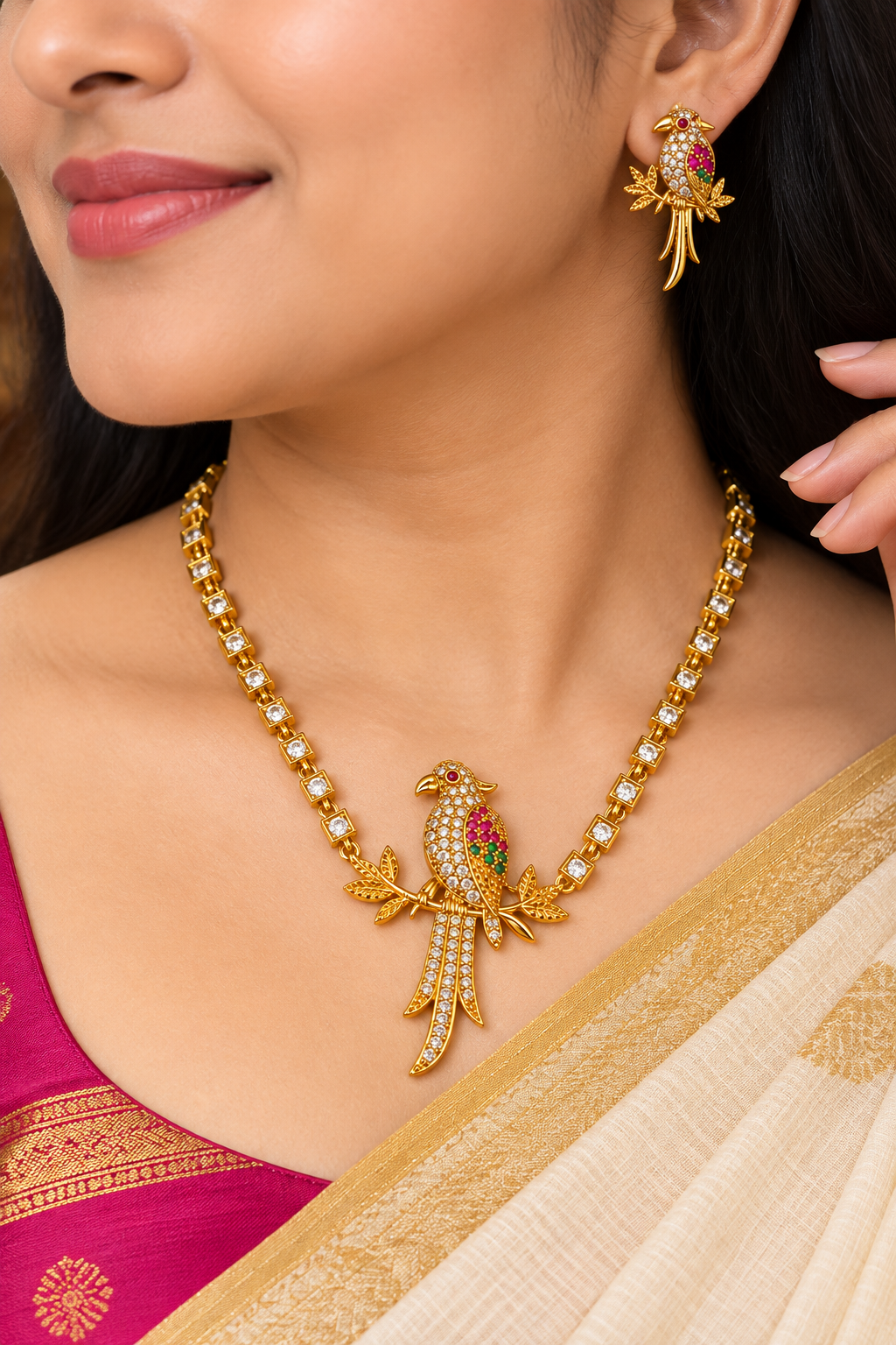 🔥 Special Offer – Royal Parrot Design Necklace & Earrings Set 🔥