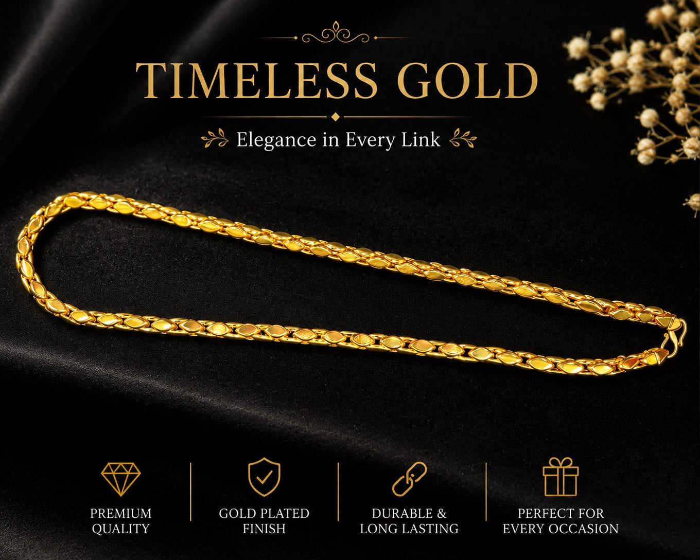 “Simple Look, Premium Style! Timeless Gold Chain tho Every Outfit ki Perfect Finish chain ✨