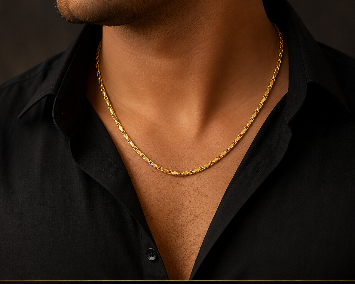 “Simple Look, Premium Style! Timeless Gold Chain tho Every Outfit ki Perfect Finish chain ✨