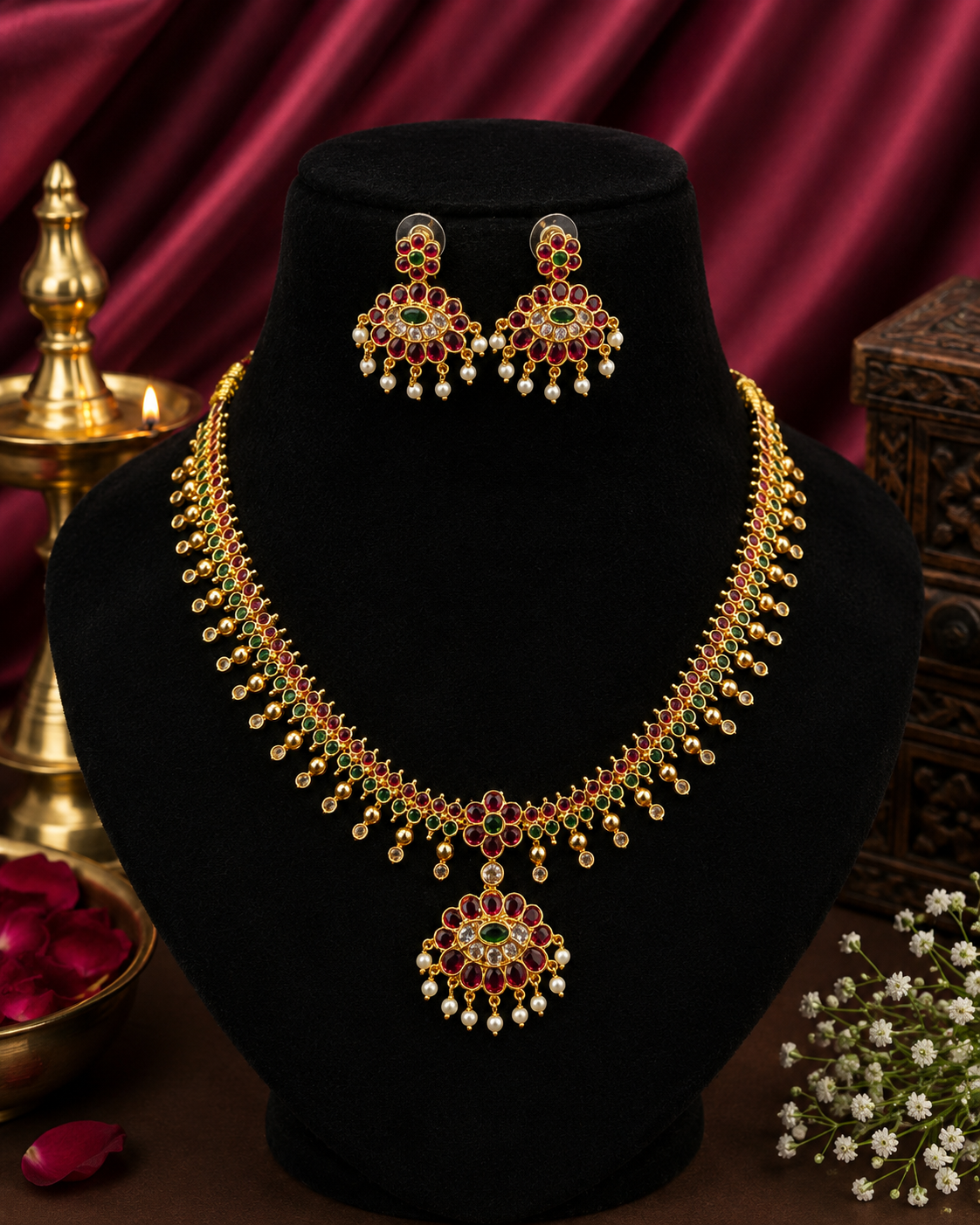 * Elegant Ruby & Emerald Necklace Set 💫💘💝