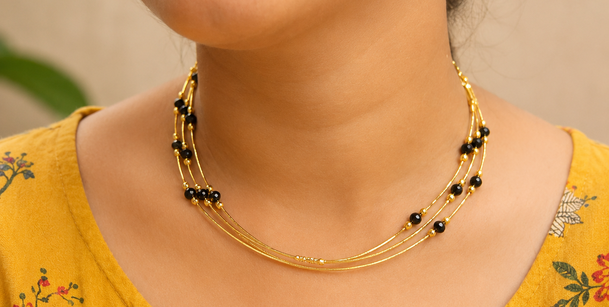 * Timeless Black Beads Elegance ✨
* Grace in Every Layer 🤗✨