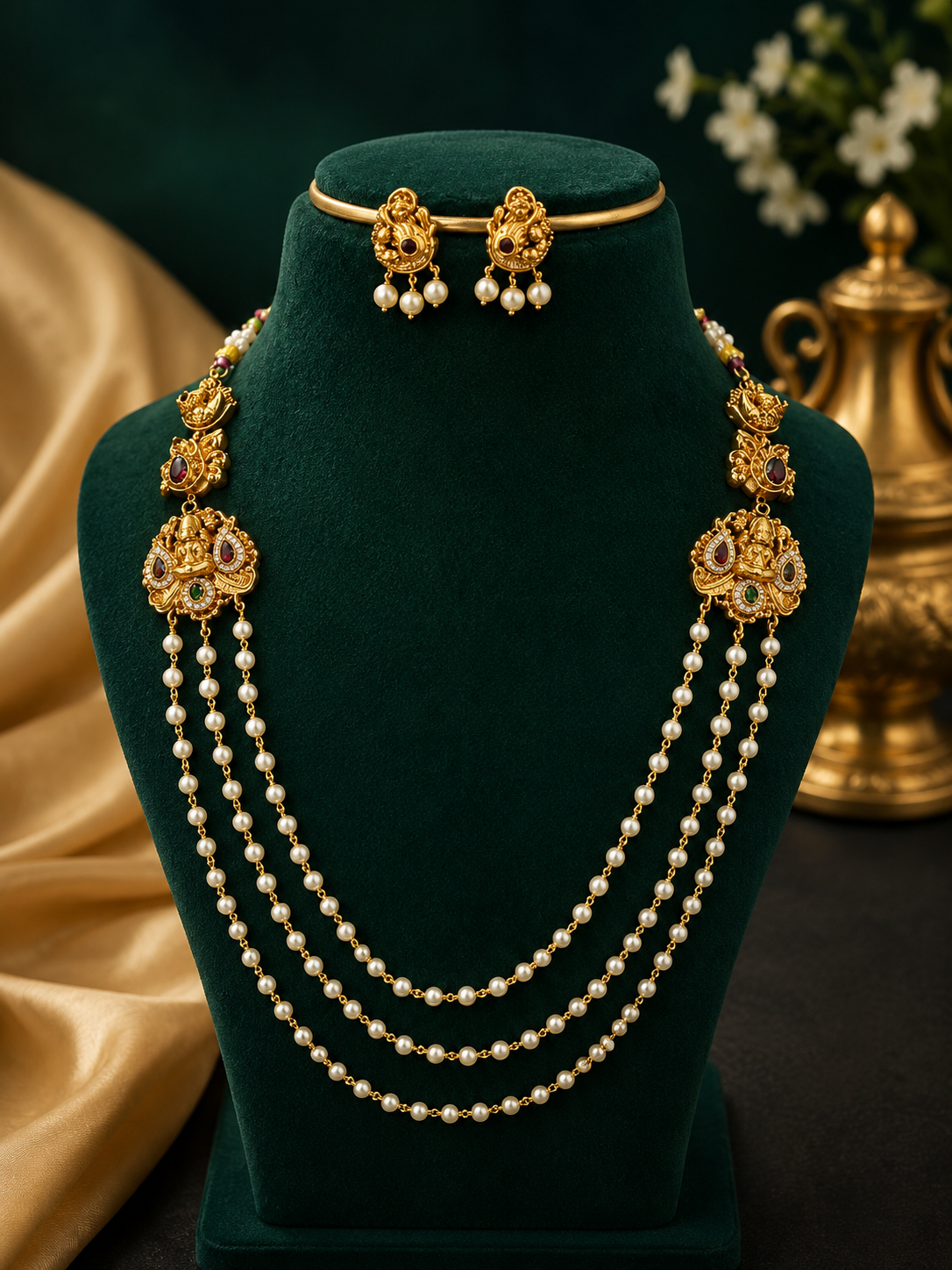 💛 Every Pearl Tells a Story of Elegance 💛 🌸 Traditional Beauty, step pearl mala 🌸