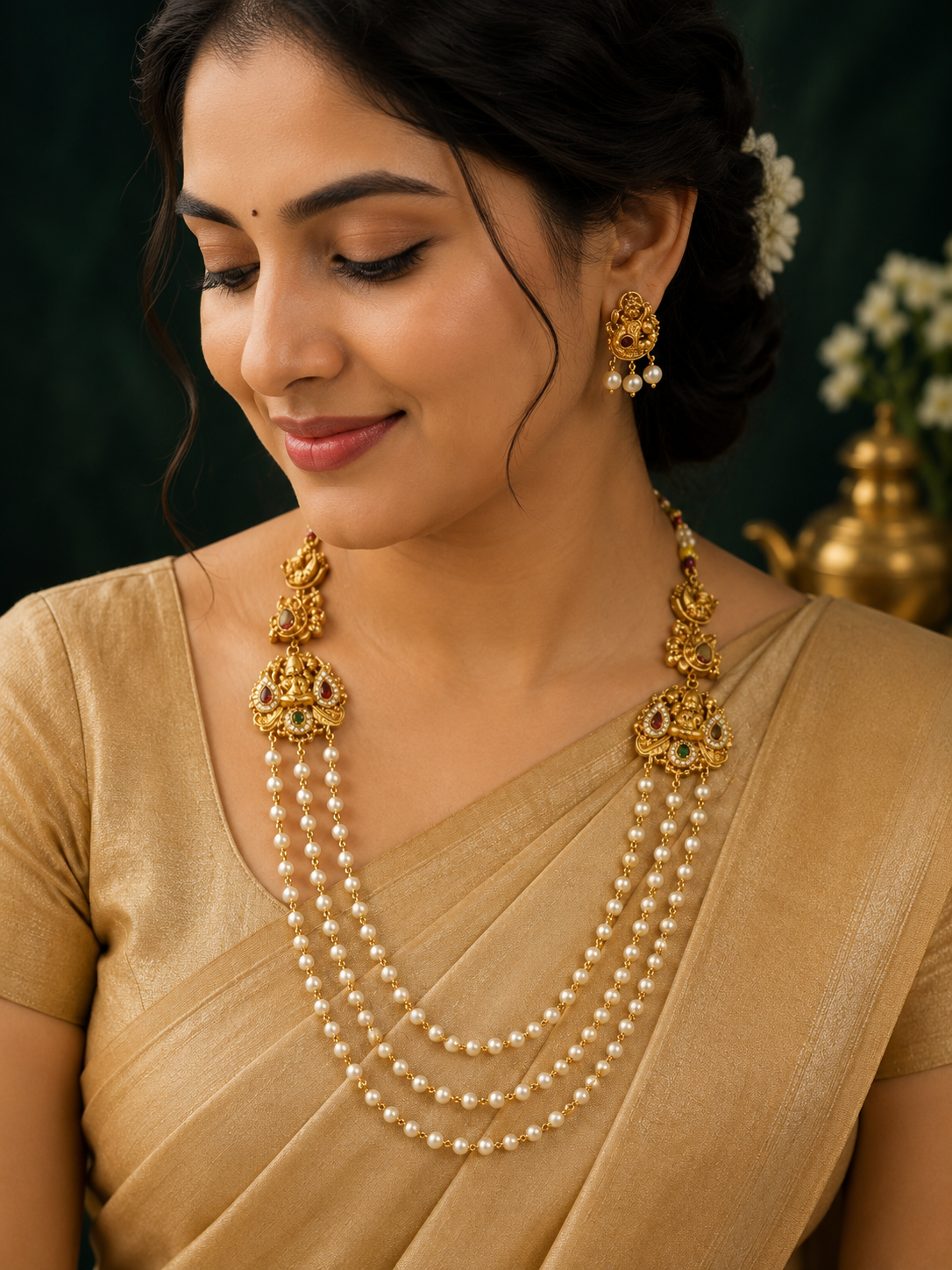 💛 Every Pearl Tells a Story of Elegance 💛 🌸 Traditional Beauty, step pearl mala 🌸