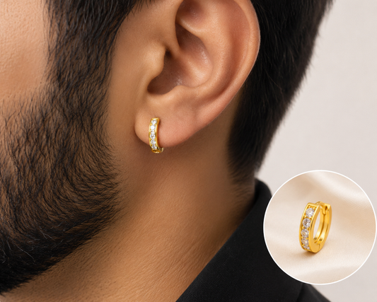 Men’s Signature Gold Hoop Earring 18ct foiled
