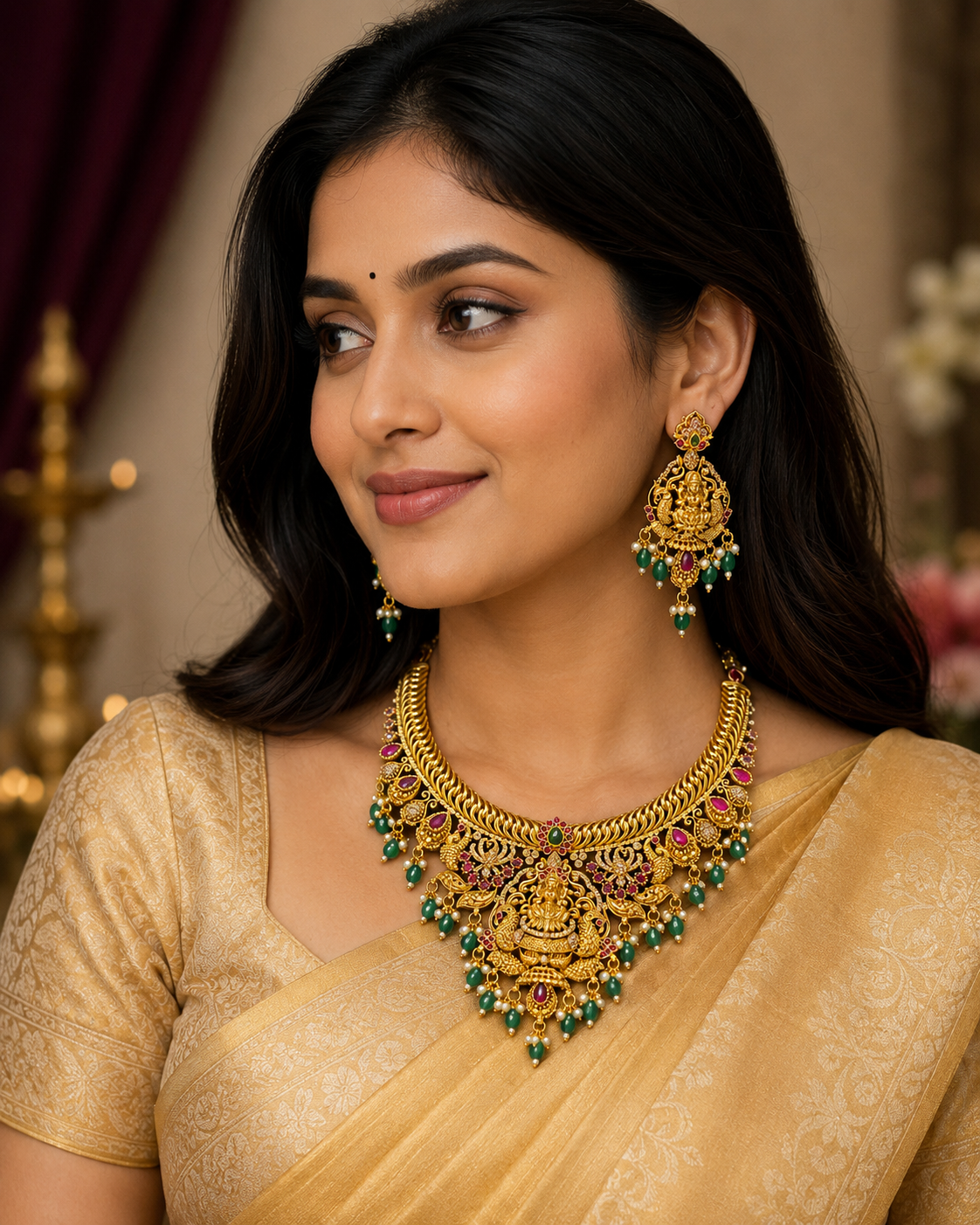 Timeless Temple Jewellery for Every Celebration neck set ✨