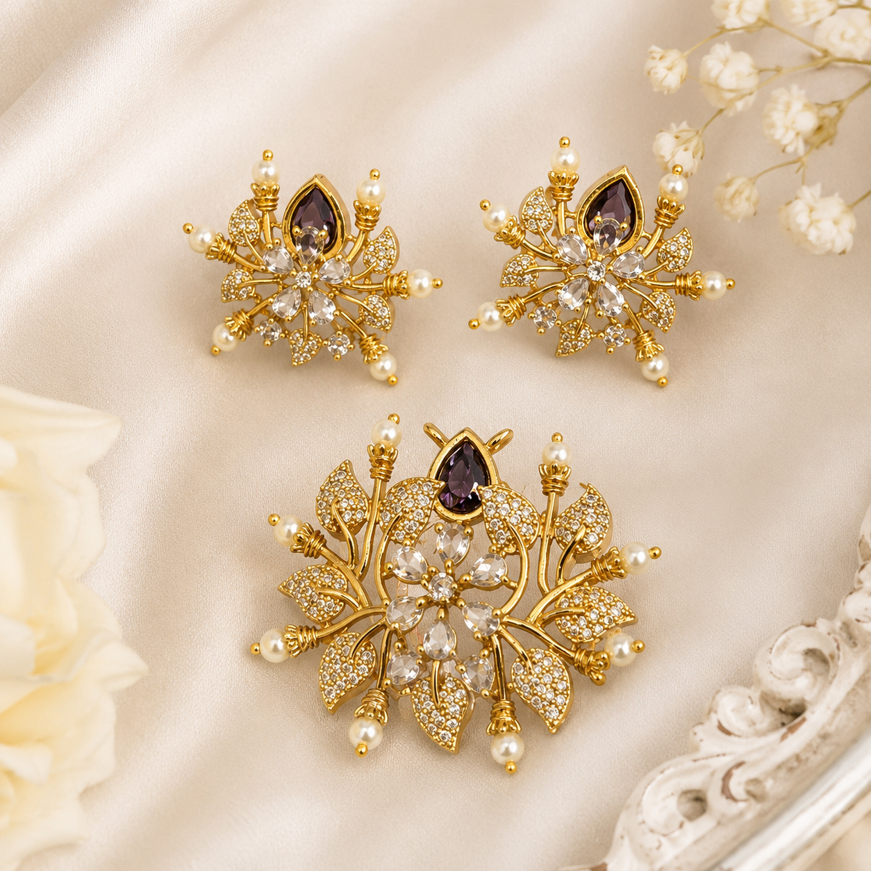 Premium Designer Locket & Earrings Combo