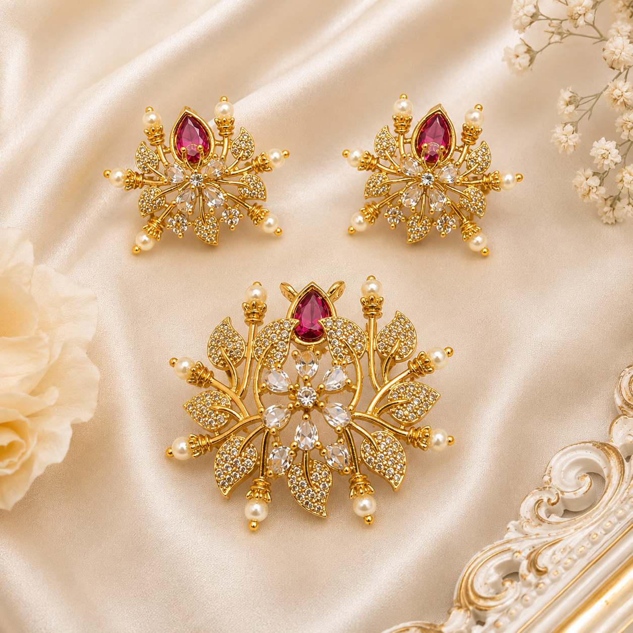 Premium Designer Locket & Earrings Combo