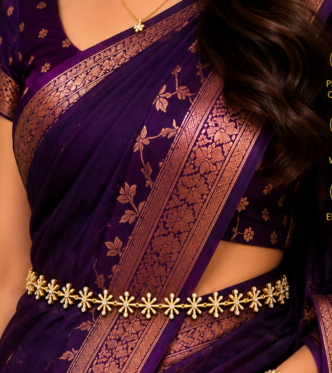 Premium Floral Waist Belt – Shine with Elegance ✨