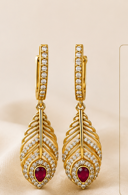 * Elegant Peacock Feather Earrings 💘🌟💓