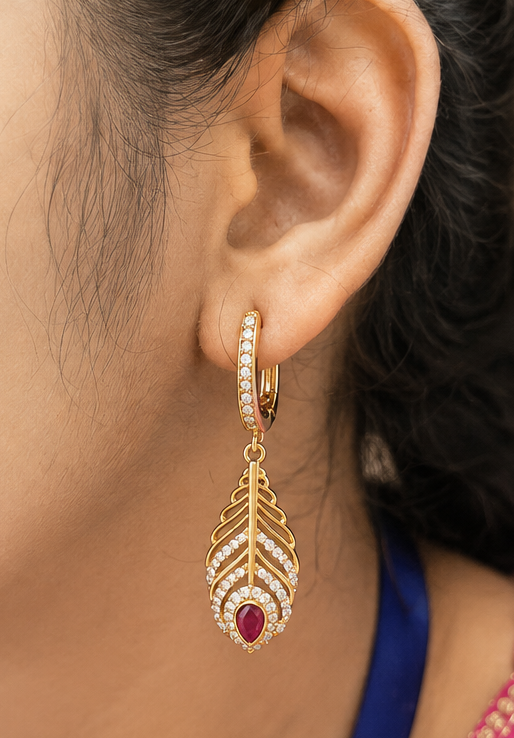 * Elegant Peacock Feather Earrings 💘🌟💓