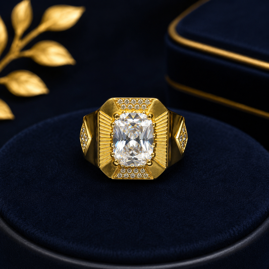 Men’s Premium Diamond Gold Statement Ring 💓⚡️🤗