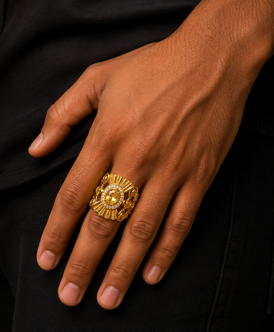 * Elegant Gold Finish Men’s Ring ⚡️💓🌟✨