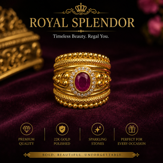 * Traditional Ruby Gold Designer Ring 💘🧿⚡️