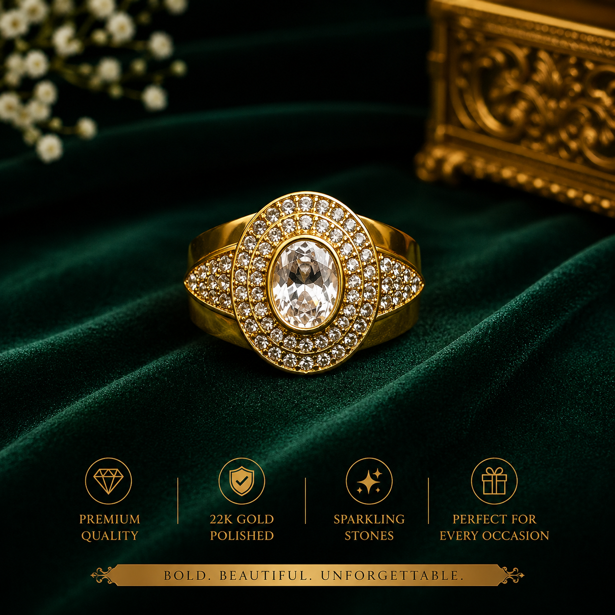 * Traditional Ruby Gold Designer Ring 🌟💝✨
