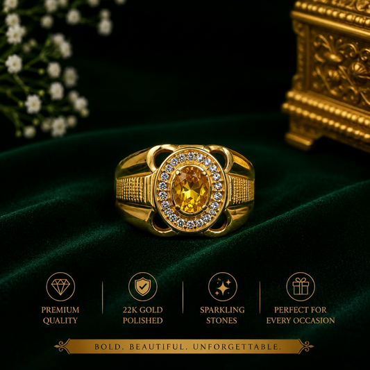* Premium Golden Stone Men’s Ring 💝🌟