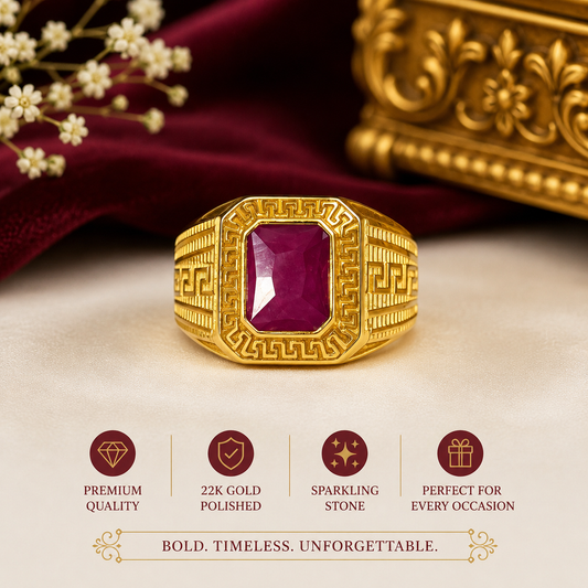 Bold & Timeless Men’s Ruby Gold Ring”  😇💘✨