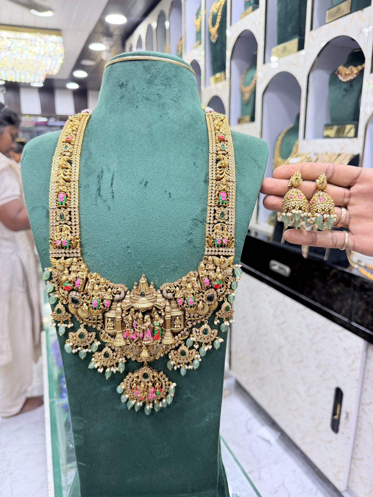 “Grand Seetharama Kalyanam Temple Haram Set with Earrings”
