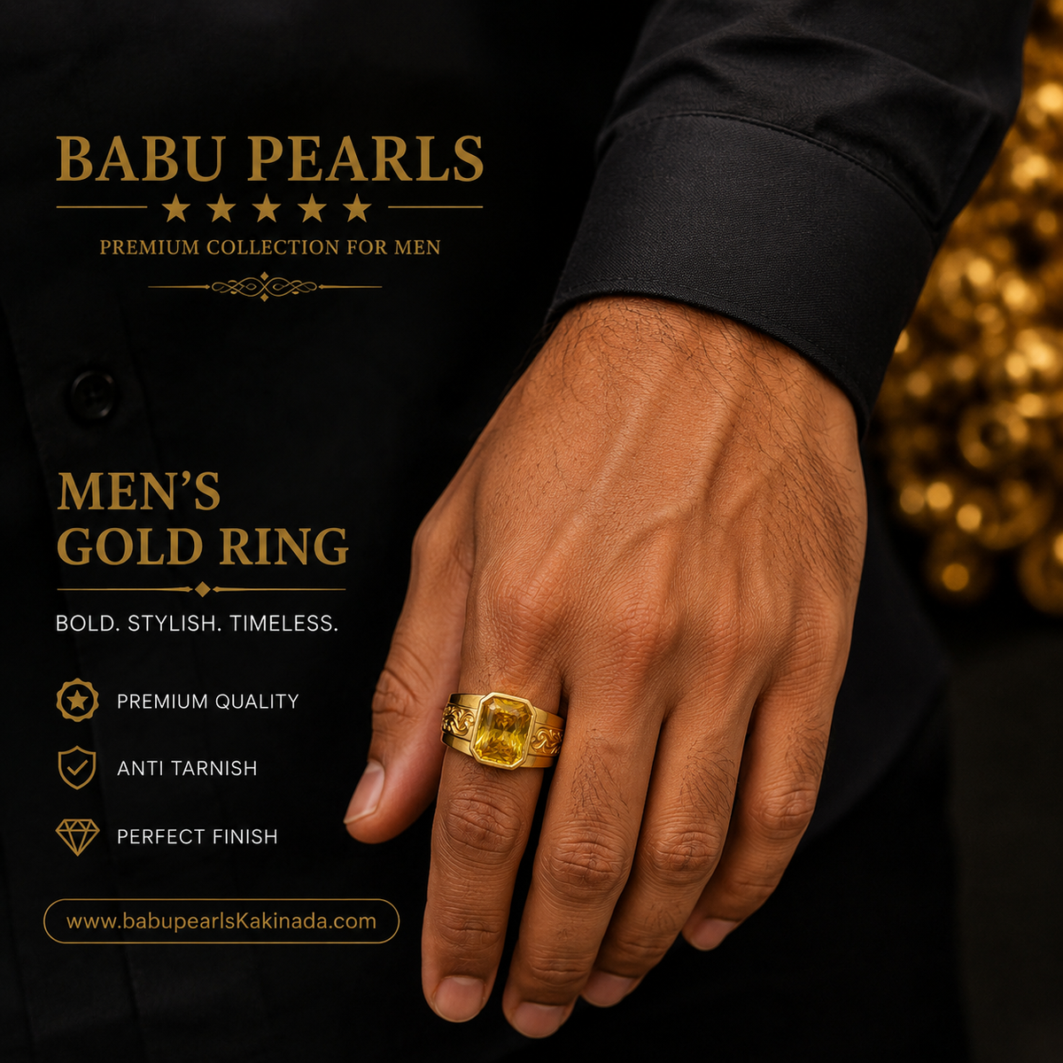 Men’s Premium Gold Ring – Elegant & Timeless Design 🤗✨🫶