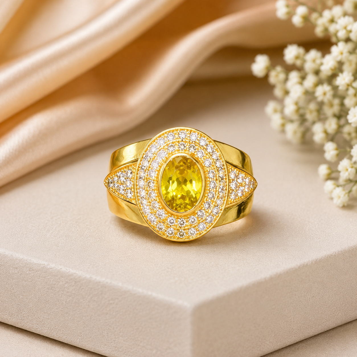 Men’s Yellow Stone Gold Ring – Premium Designer Collection 🌟🫶💘