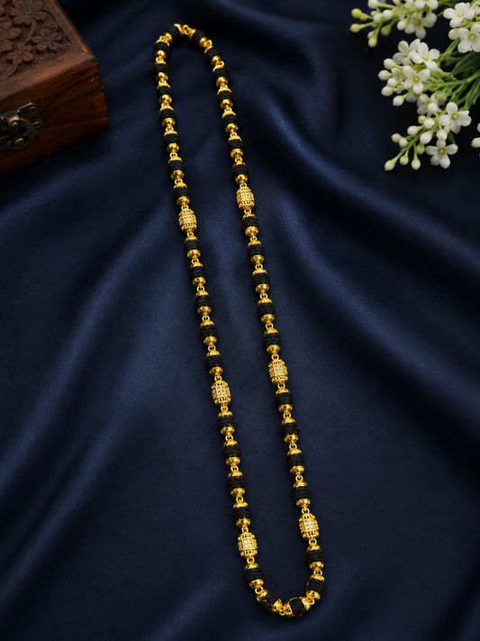 Premium Men’s Black Bead Gold-Accent Necklace 🤗😘💘