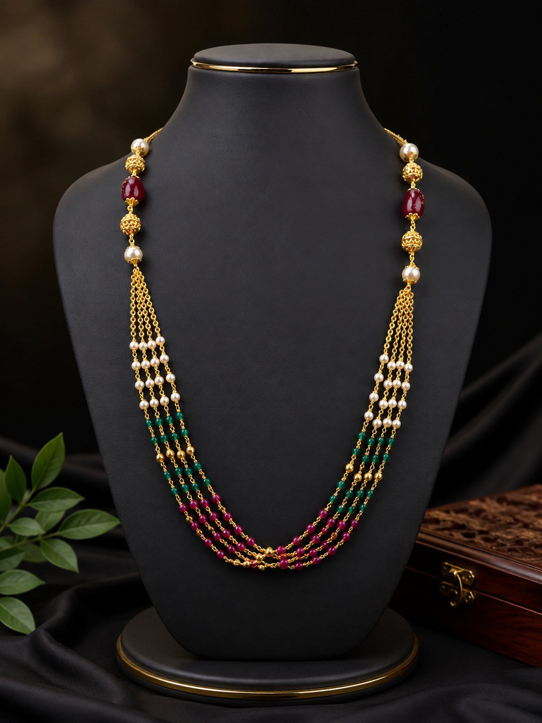 Elegant Multi-Strand Green & Ruby Beads 🥰🤗🌟