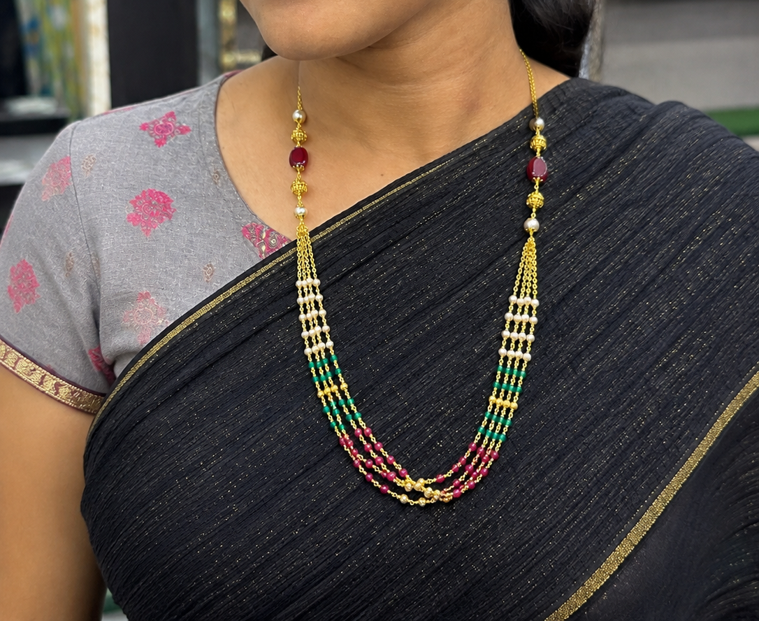 Elegant Multi-Strand Green & Ruby Beads 🥰🤗🌟