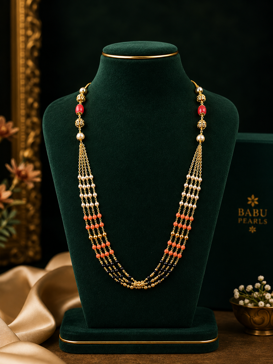 Elegant Multi-Strand Green & Ruby Beads 🥰🤗🌟