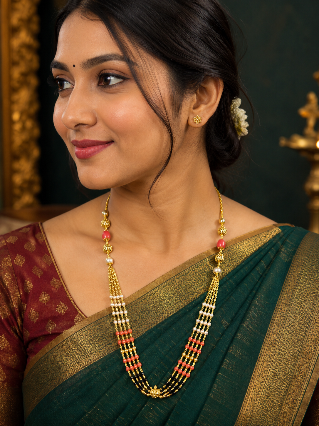 Elegant Multi-Strand Green & Ruby Beads 🥰🤗🌟