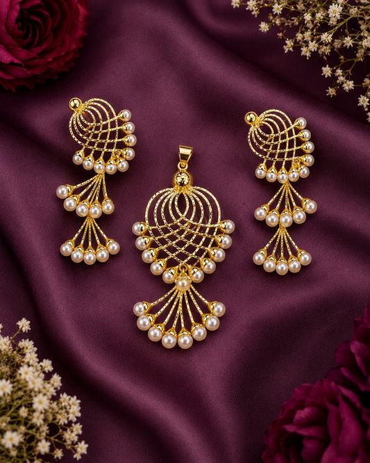 ✨Graceful stylish pearl locket with earrings 🧿🥰