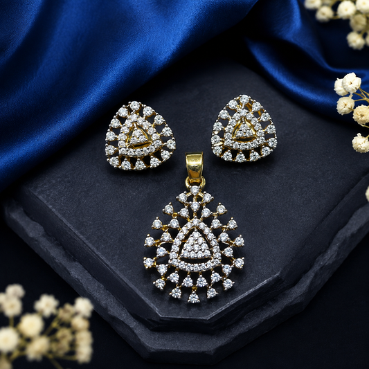 * Classic Pearl & Diamond-Style Pendant Set
