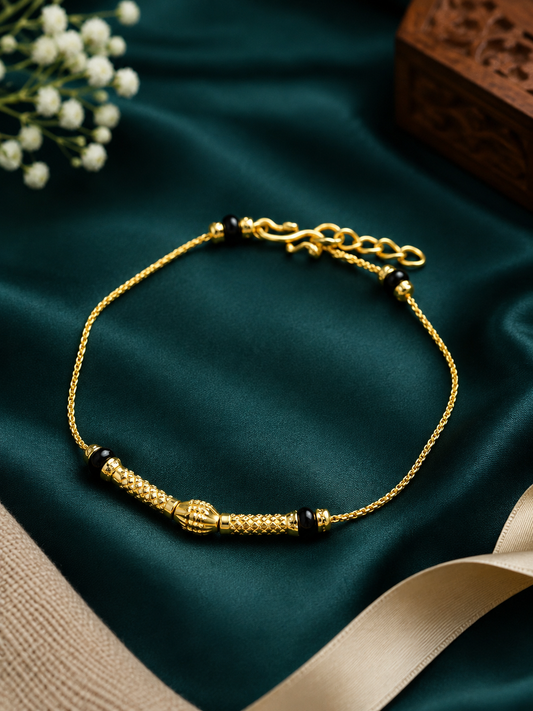 * Premium Gold-Plated Black Bead Bracelet 🌟🤗