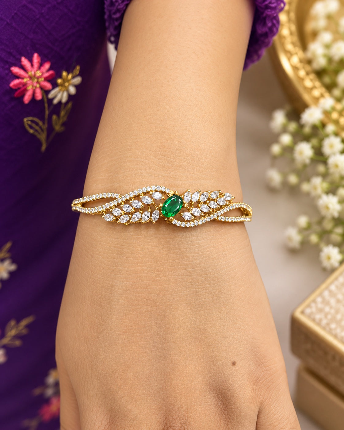 💓💫Leaf-Inspired with CZ Stones 💫