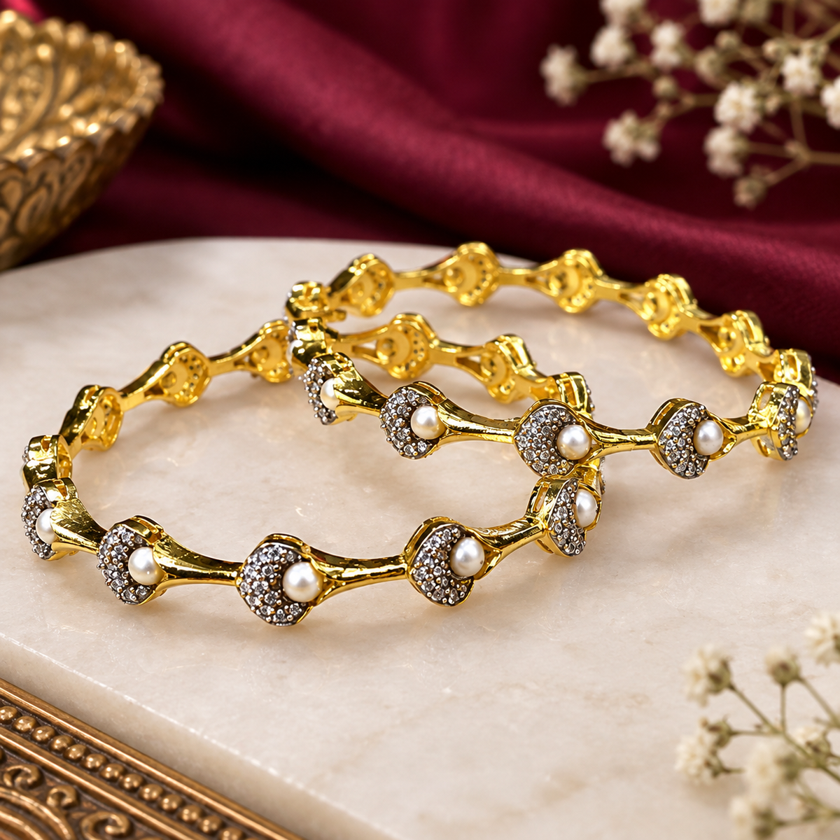 ✨ Pearl & Diamond Elegance Bracelet ✨