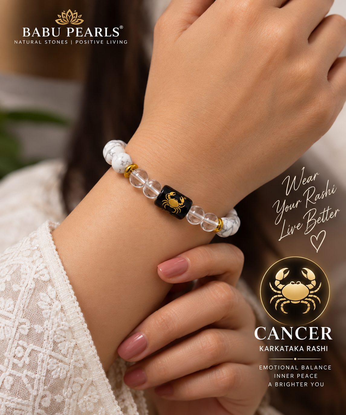 Cancer (Karkataka rasi)how lite nd crystal bracelet