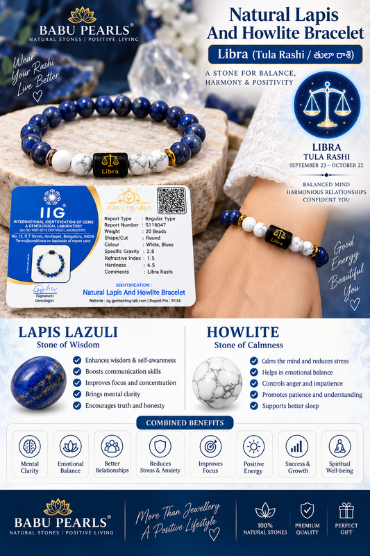Libra (Tula rasi) lapis lazuli nd how lite bracelet