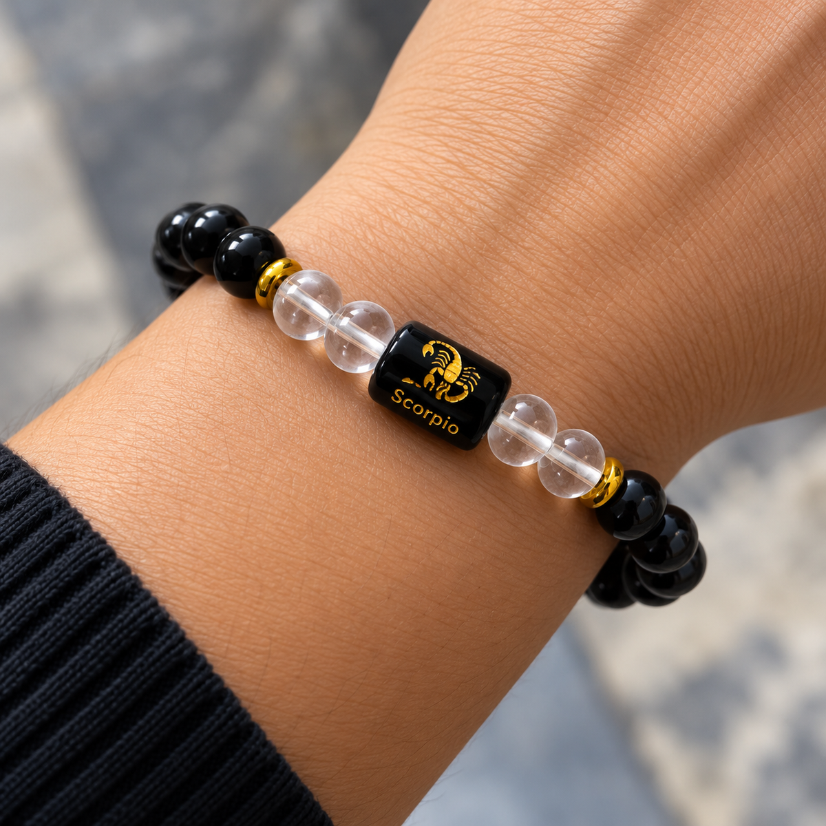 Scorpio (vrischika rasi) obsidian nd crystal bracelet